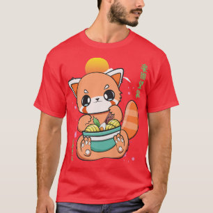 Chinese Red Panda Eating Ramen I Love Ramen Noodle T-Shirt