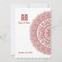 Chinese Red Porcelain Double Happiness Wedding