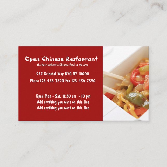 Chinese Restaurant And Cuisine Business Card (Front)