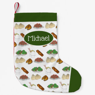 Chinese Restaurant Food Takeout Takeaway Dishes Small Christmas Stocking
