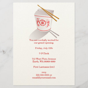 Chinese Restaurant Takeout Box Invitation