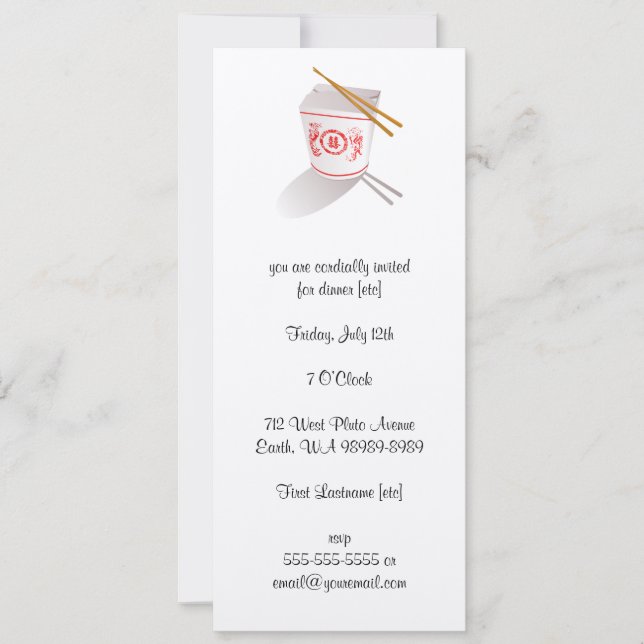 Chinese Restaurant Takeout Box Invitation (Front)