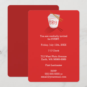 Chinese Restaurant Takeout Box Invitation