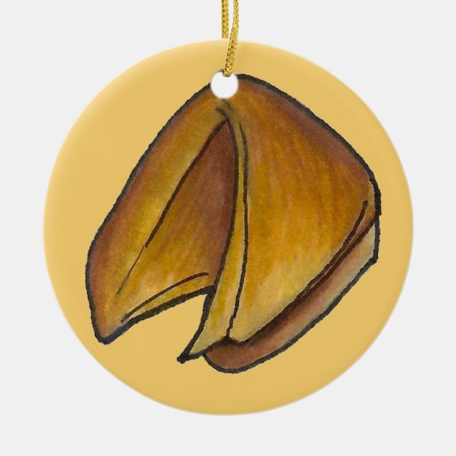 Chinese Restaurant Takeout Food Fortune Cookie Ceramic Tree Decoration (Front)
