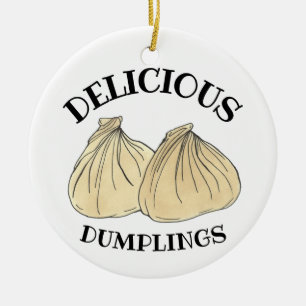 Chinese Restaurant Takeout Food Shumai Dumplings Ceramic Tree Decoration