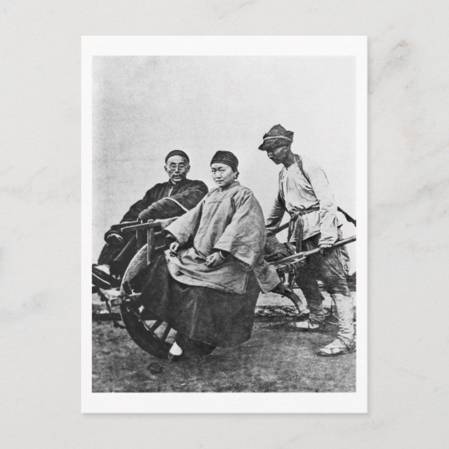 Chinese rickshaw, c.1870 (b/w photo) postcard (Front)