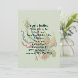 Chinese Rooster Art Design Party Invitation