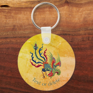Chinese Rooster Art Design Personalised Key Ring