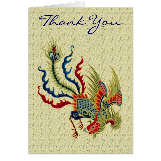 Chinese Rooster Art Design Thank You Card