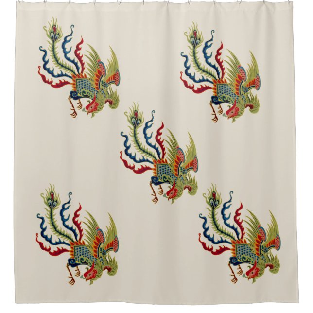 Chinese Rooster Art  Shower Curtain (Front)