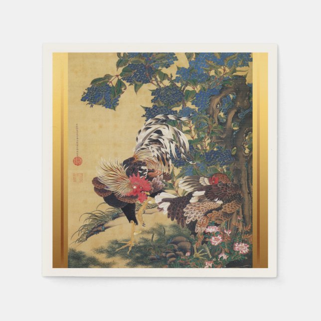 Chinese Rooster New Year 2017 Japanese Art Paper N Napkin (Front)