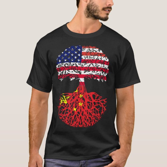 Chinese Roots American China Flag Immigrant Citize T-Shirt (Front)