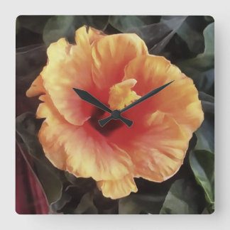 Chinese Rose Flower Artistic Floral Bloom Square Wall Clock