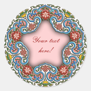 Chinese round pattern good fortune classic round sticker