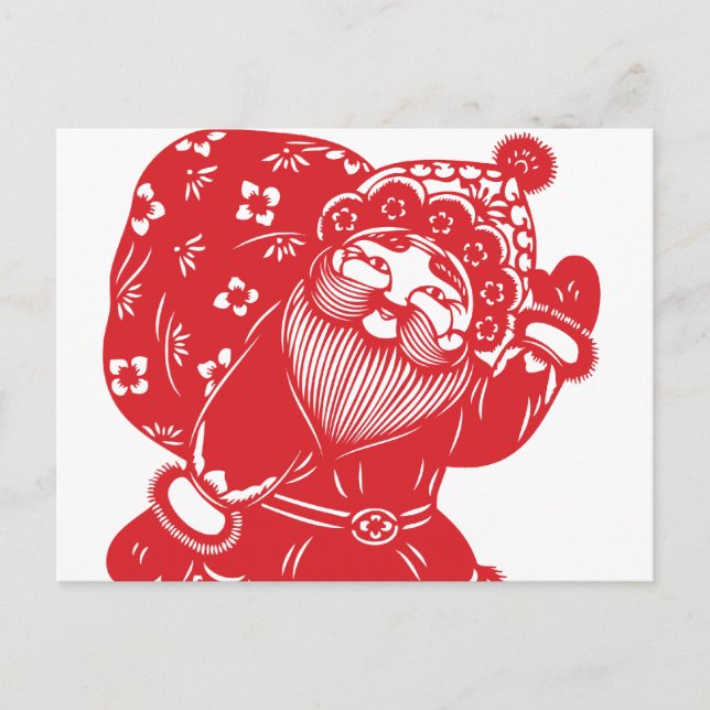 Chinese Santa Holiday Postcard (Front)