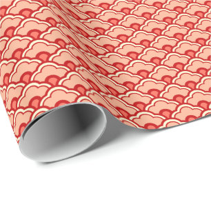 Chinese Scallops, Peach, Rust and Cream Wrapping P Paper