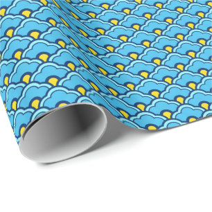 Chinese Scallops, Turquoise and Aqua Wrapping Pape Wrapping Paper