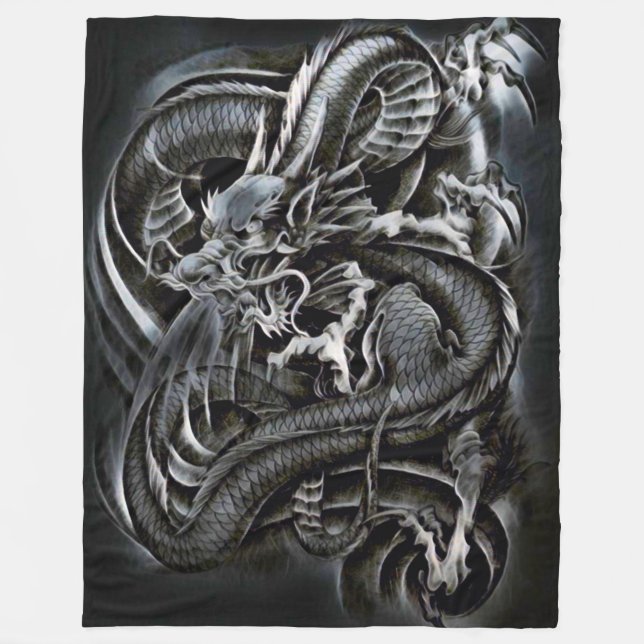 Chinese Shadow Dragon Fleece Blanket (Front)