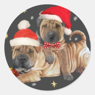 Chinese Shar-pei A Merry Christmas gifts Classic Round Sticker