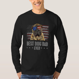 Chinese Shar Pei Best Dog Dad Ever Retro Usa Ameri T-Shirt