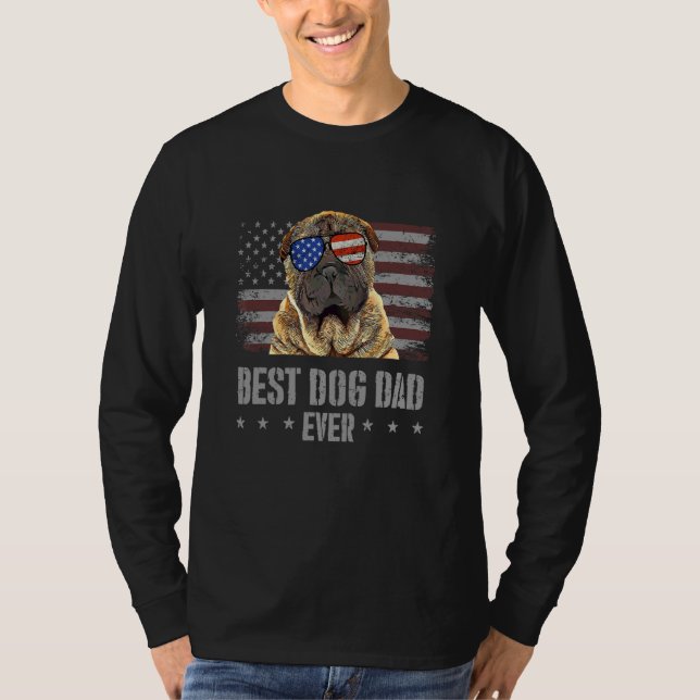 Chinese Shar Pei Best Dog Dad Ever Retro Usa Ameri T-Shirt (Front)