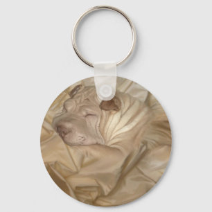 Chinese Shar Pei Camouflaged in Wrinkles Key Ring