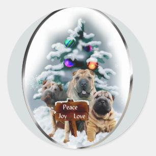Chinese Shar-Pei Christmas Gifts Classic Round Sticker