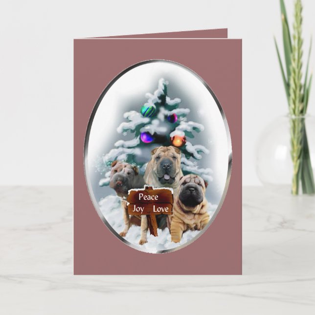 Chinese Shar-Pei Christmas Gifts Holiday Card (Front)