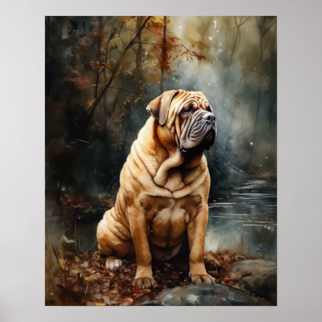 Chinese Shar-Pei Dog Art Print Poster (Front)