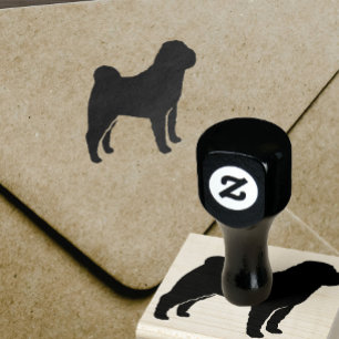 Chinese Shar Pei Dog Breed Silhouette Rubber Stamp