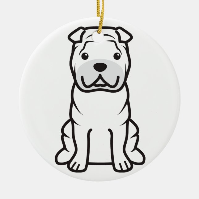 Chinese Shar-Pei Dog Cartoon Ceramic Tree Decoration (Front)