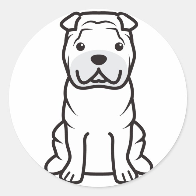 Chinese Shar-Pei Dog Cartoon Classic Round Sticker (Front)