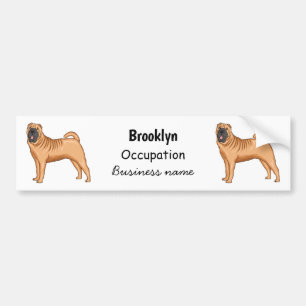 Chinese Shar-Pei dog cartoon illustration Bumper Sticker