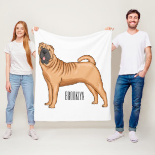 Chinese Shar-Pei dog cartoon illustration Fleece Blanket