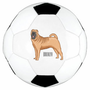 Chinese Shar-Pei dog cartoon illustration Football