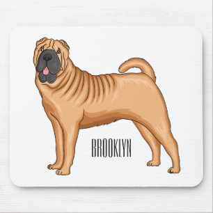 Chinese Shar-Pei dog cartoon illustration Mouse Mat