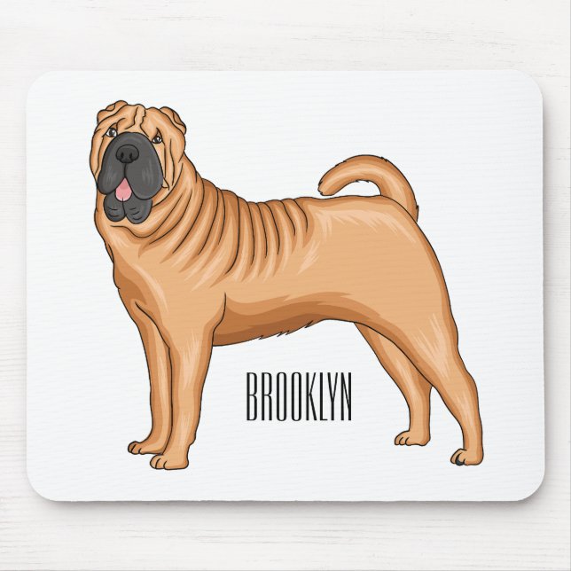 Chinese Shar-Pei dog cartoon illustration Mouse Mat (Front)
