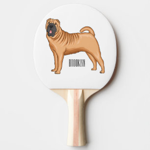 Chinese Shar-Pei dog cartoon illustration Ping Pong Paddle