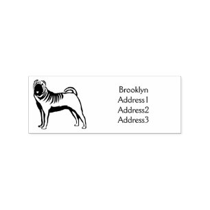 Chinese Shar-Pei dog cartoon illustration Rubber Stamp