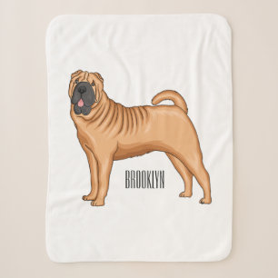 Chinese Shar-Pei dog cartoon illustration Sherpa Blanket