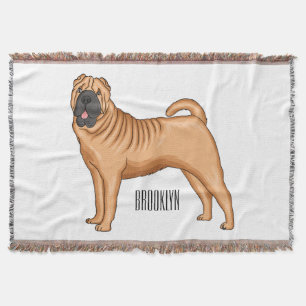 Chinese Shar-Pei dog cartoon illustration Throw Blanket