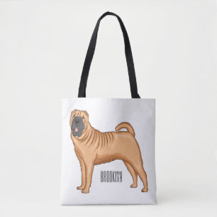Chinese Shar-Pei dog cartoon illustration Tote Bag