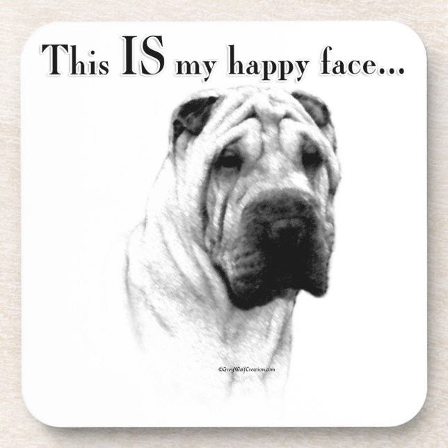 Chinese Shar Pei Happy Face Coaster (Front)