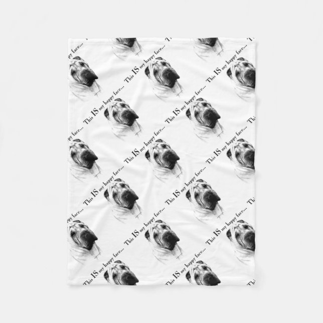 Chinese Shar Pei Happy Face Fleece Blanket (Front)