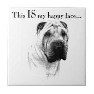 Chinese Shar Pei Happy Face Tile