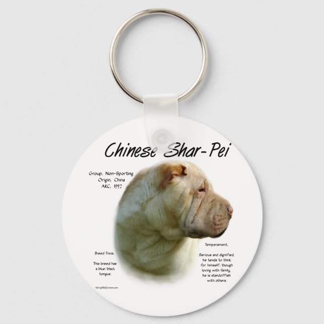 Chinese Shar Pei History Design Key Ring (Front)