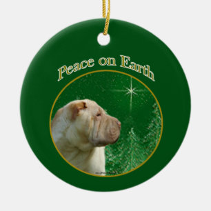 Chinese Shar-Pei Peace Ceramic Tree Decoration