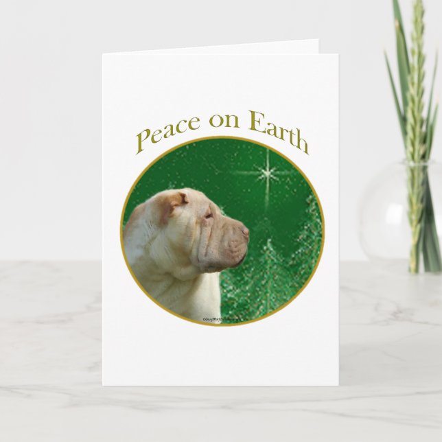 Chinese Shar-Pei Peace Holiday Card (Front)
