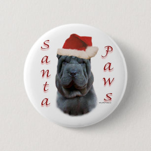 Chinese Shar-Pei Santa Paws 6 Cm Round Badge