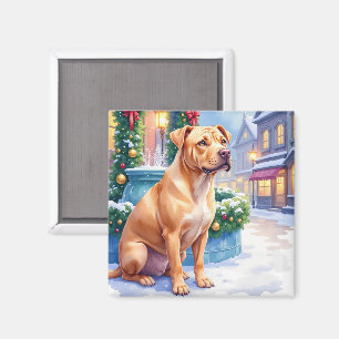Chinese Shar-Pei Snowy Town Fountain Christmas Art Magnet